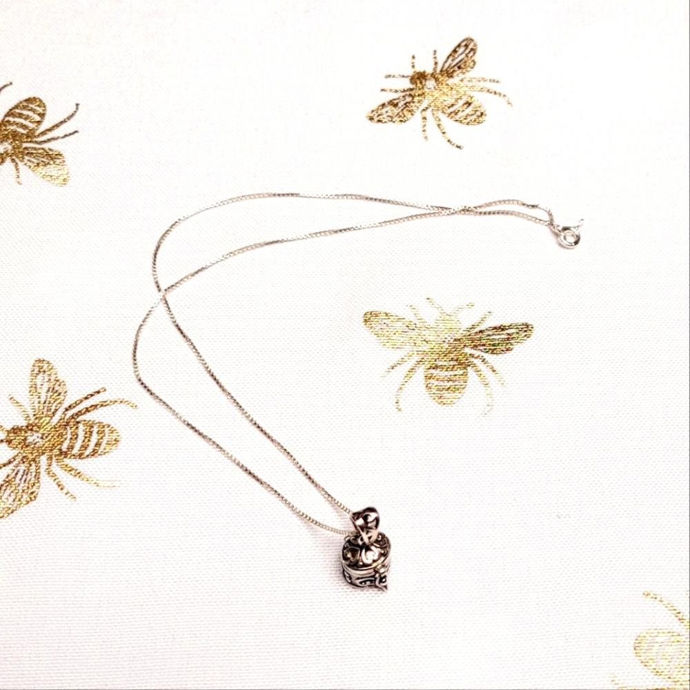 STERLING SILVER PRAYER BOX NECKLACE WITH PEARL